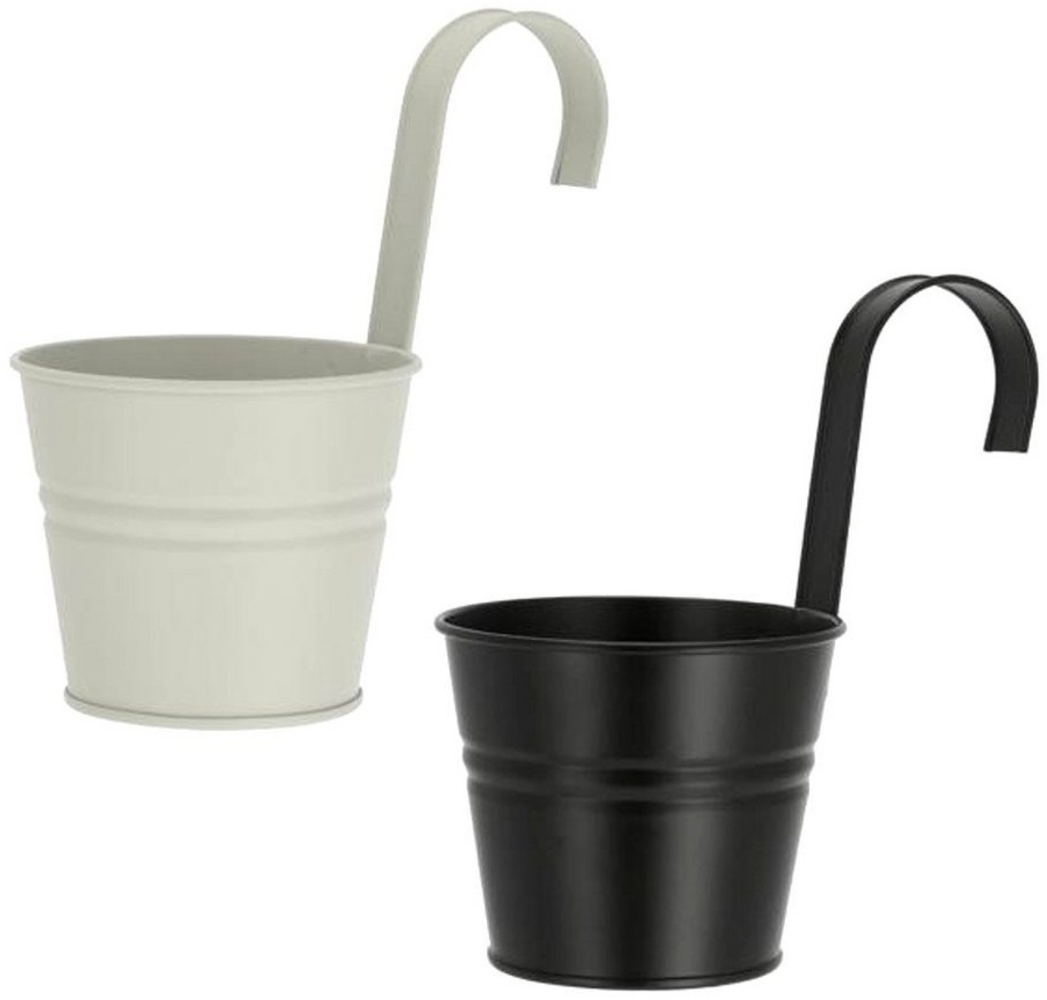 Macosa Home Blumentopf Blumentopf Geländer Geländertopf Blumenleiter Pflanzgefäß Topf (2 St), Blumentopf zum hängen 2er Set Metall Grau & Schwarz Hängeblumentopf Bild 1