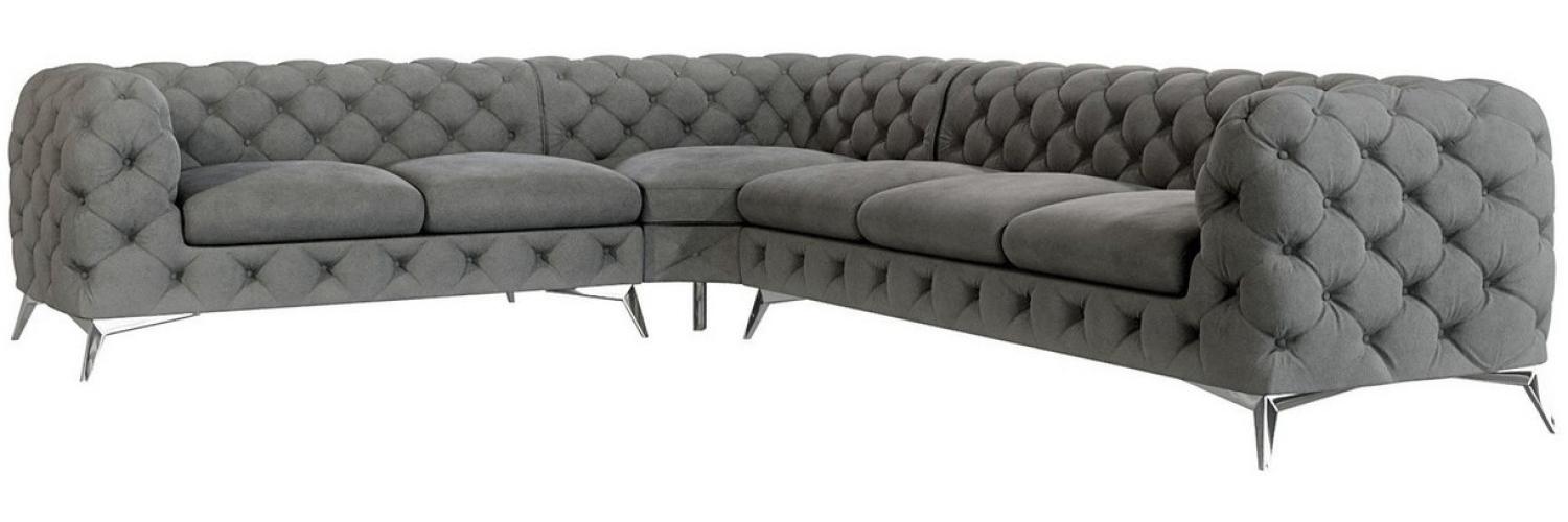 S-Style Möbel Ecksofa Chesterfield Kalina mit Silber Metall Füßen, Die Eckeinheit kann entweder rechts- oder linkshändig sein, mit Wellenfederung Bild 1