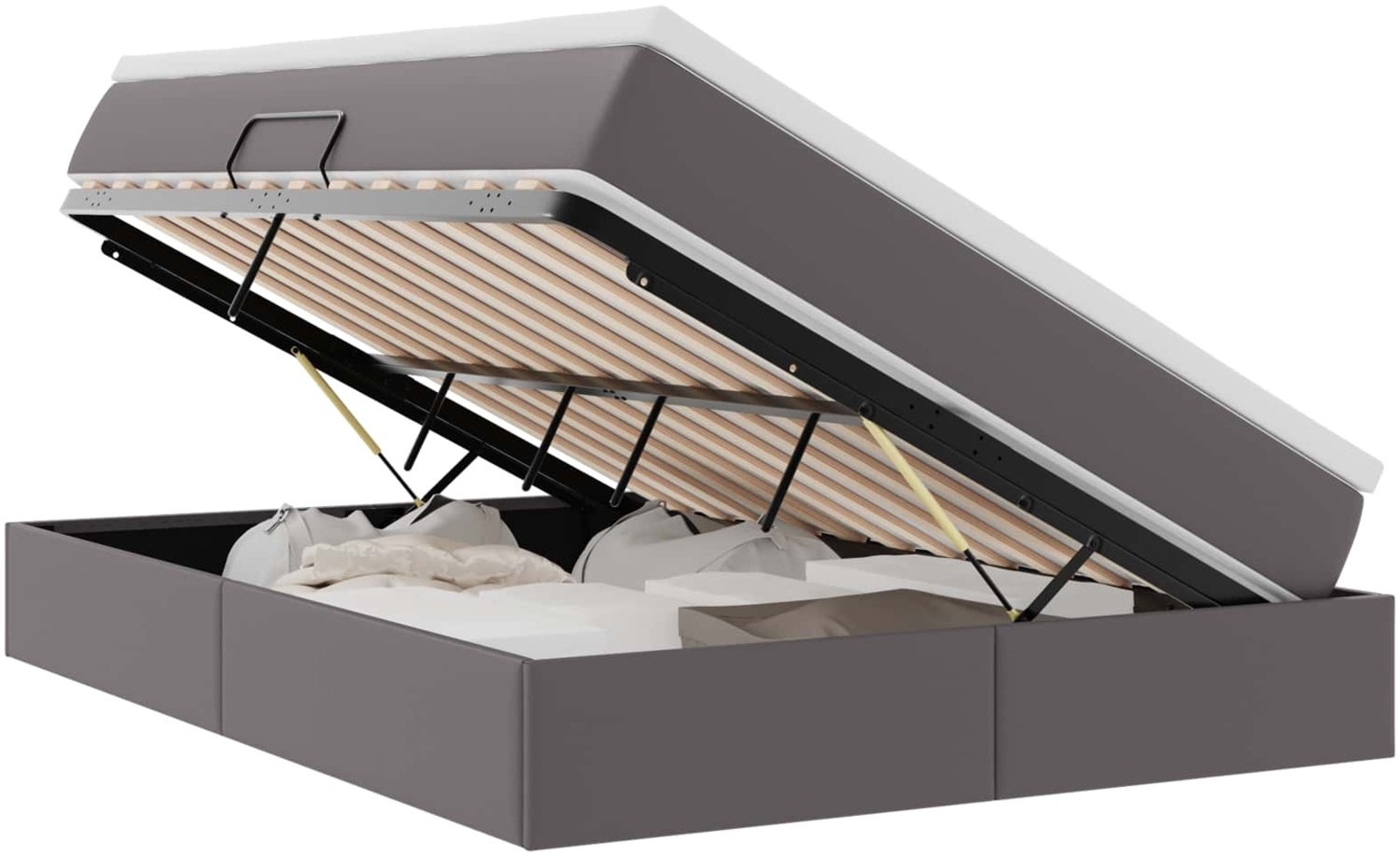 vidaXL Aufbewahrungsbett mit Matratze Grau 140x190 cm Kunstleder 3370164 Bild 1