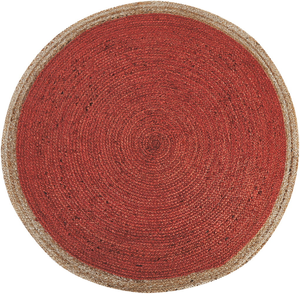 Teppich Jute korallenrot ⌀ 120 cm Kurzflor MENEMEN Bild 1