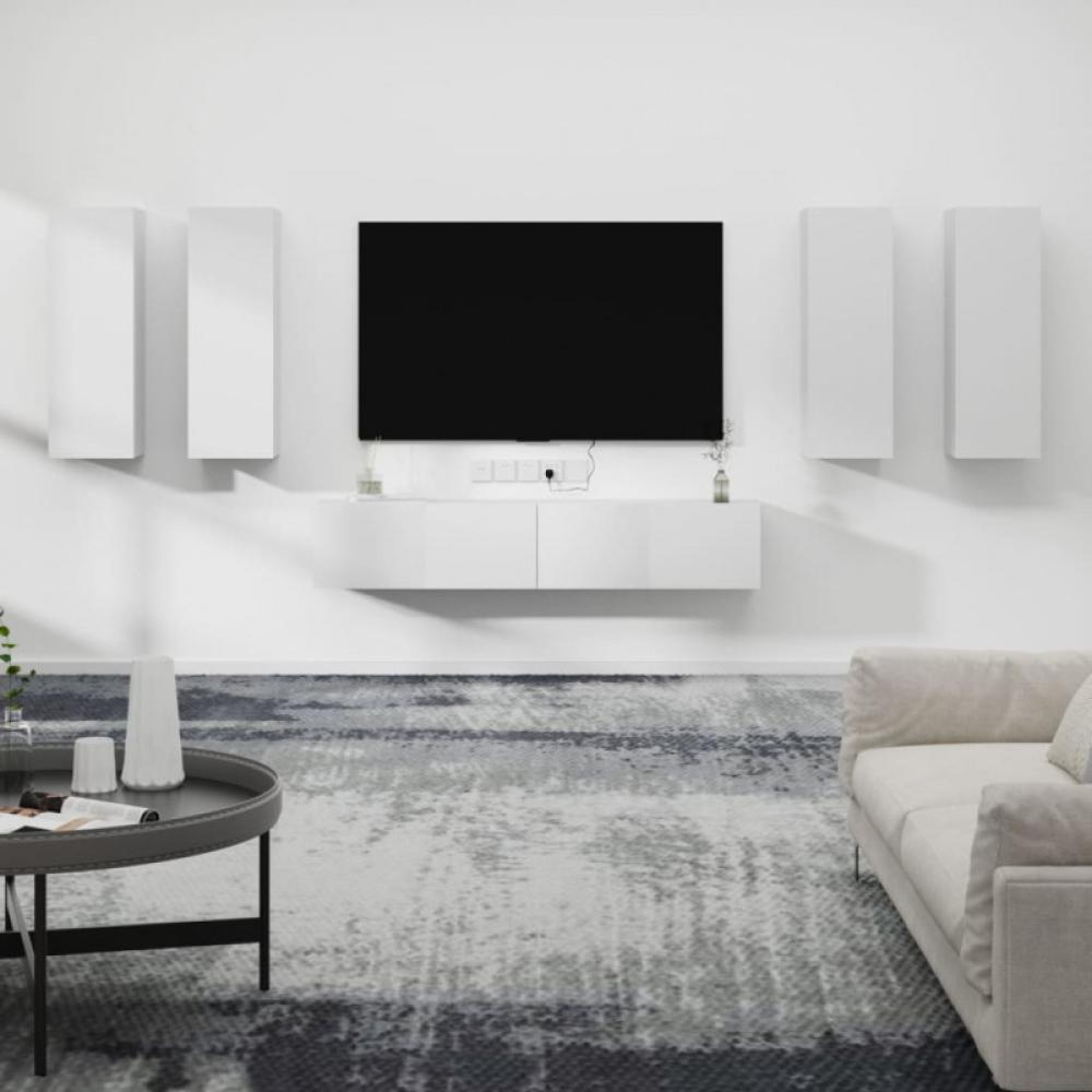 6-tlg. TV-Schrank-Set Weiß Holzwerkstoff [3114342] Bild 1