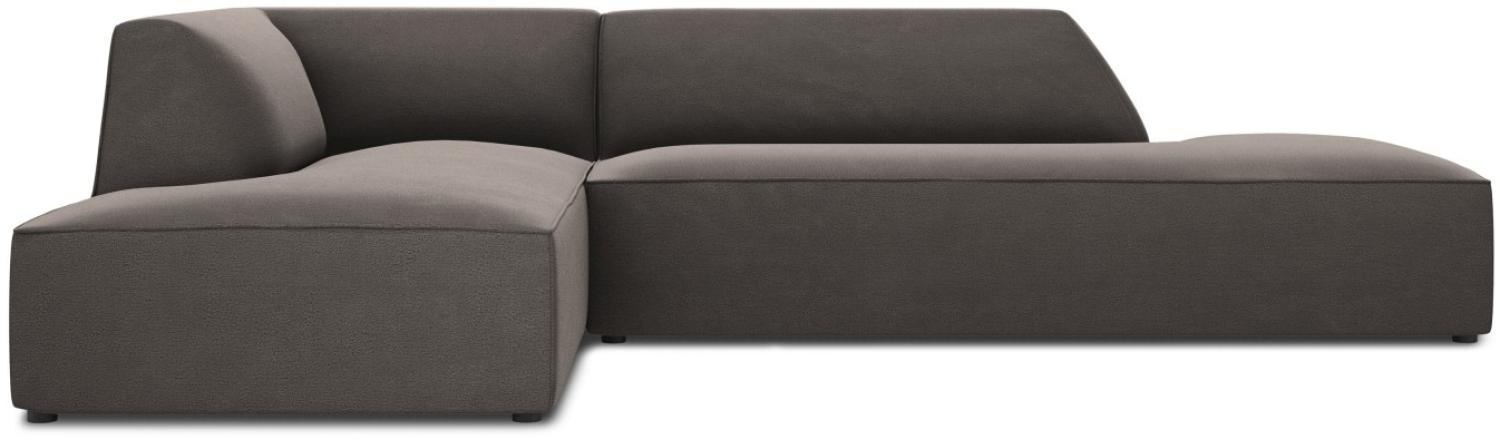 Micadoni 4-Sitzer Samtstoff Modular Ecke links Sofa Ruby | Bezug Dark Grey | Beinfarbe Black Plastic Bild 1