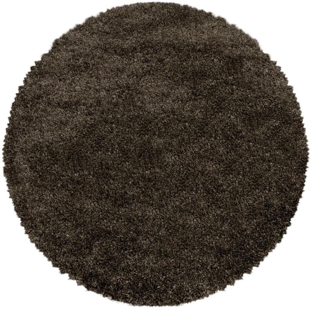 Runder Soft-Shaggy Teppich FLUFFY BROWN 160 X 160cm Bild 1