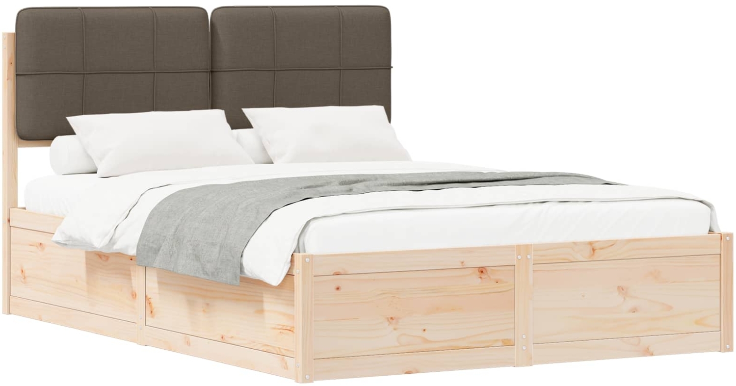 vidaXL Bettgestell mit gepolstertem Kopfteil Taupe 150 x 200 cm 3398192 Bild 1