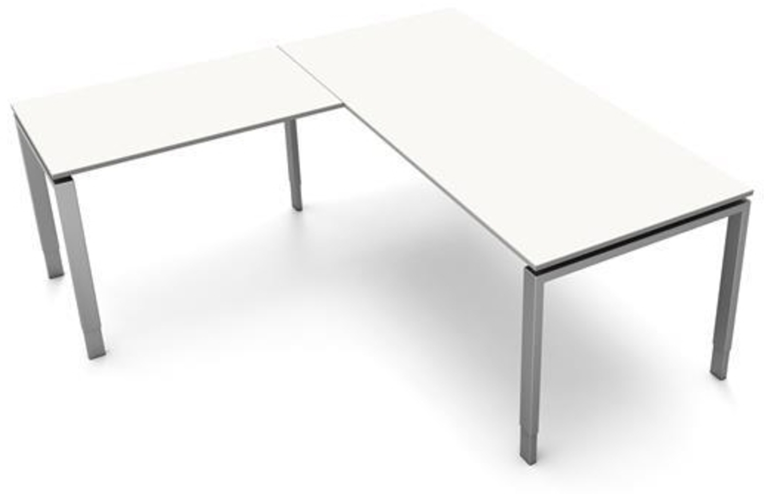 Kerkmann Schreibtisch 4149 Form 5 180x80x68-82 cm Vierfuß-Gestell höhenverstellbar mit Anbautisch Weiß Bild 1