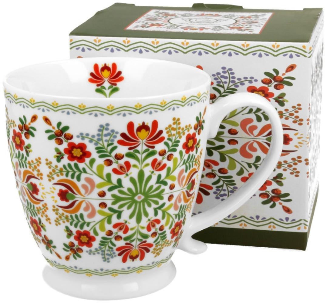 DUO ETNO Jumbobecher 480 ml HUNGARIAN mit Fuß, New Bone China Porzellan Bild 1