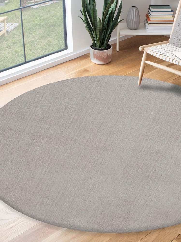the carpet Relax Moderner Flauschiger Kurzflor Teppich, Anti-Rutsch Unterseite, Waschbar bis 30 Grad, Super Soft, Felloptik, Sand, 200x200 cm Rund Bild 1