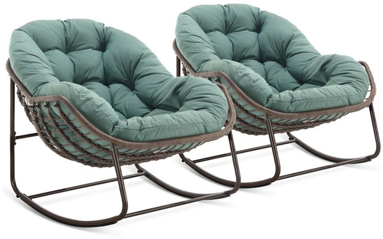 LVHOM Schaukelstuhl mit gepolstertem Kissen, Rattanstuhl mit Stahlrahmen, Lounge Sessel (Großformat B110.5cm x T94.5cm x H80cm,Dicke Kissen,160kg Tragfähigkeit, MEHRE FARBEN MEHRE OPTIONEN! Schaukelsessel umhüllendem Sitzgefühl & hoher Armlehne, 2 St),... Bild 1