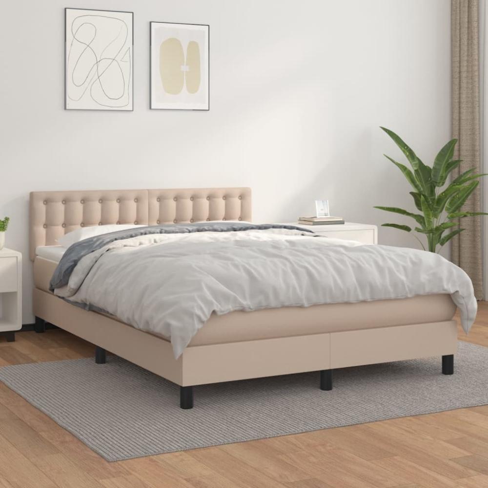 vidaXL Boxspringbett Matratze Cappuccino-Braun 140x190cm Kunstleder 3141124 Bild 1