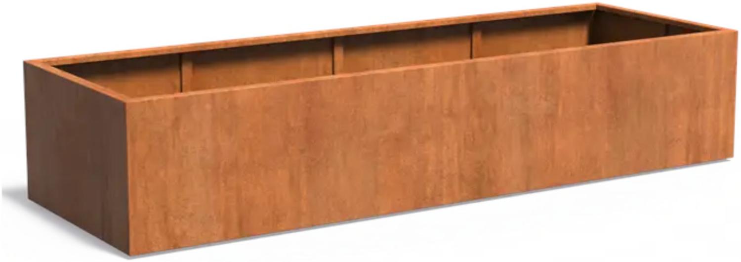 Adezz Pflanzgefäß Carrez Standard Rechteck aus Corten-Stahl Pflanzkübel Größe 300x100x60 cm Bild 1