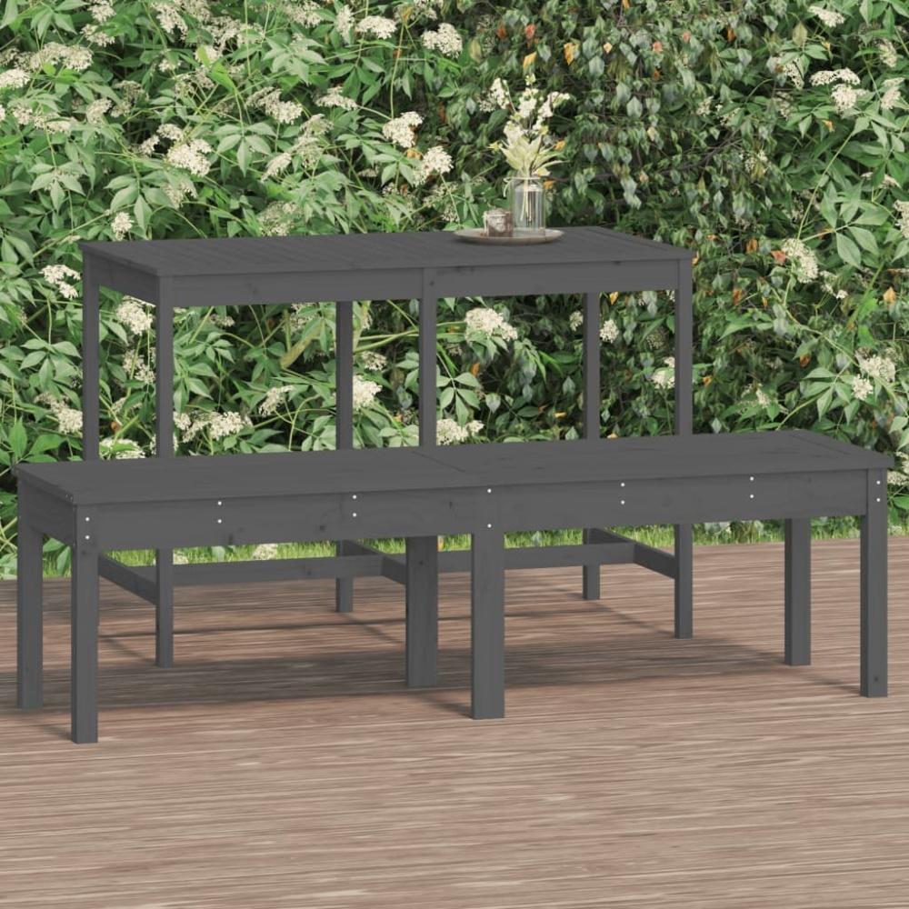 vidaXL Gartenbank 2-Sitzer Grau 159,5x44x45 cm Massivholz Kiefer 824013 Bild 1