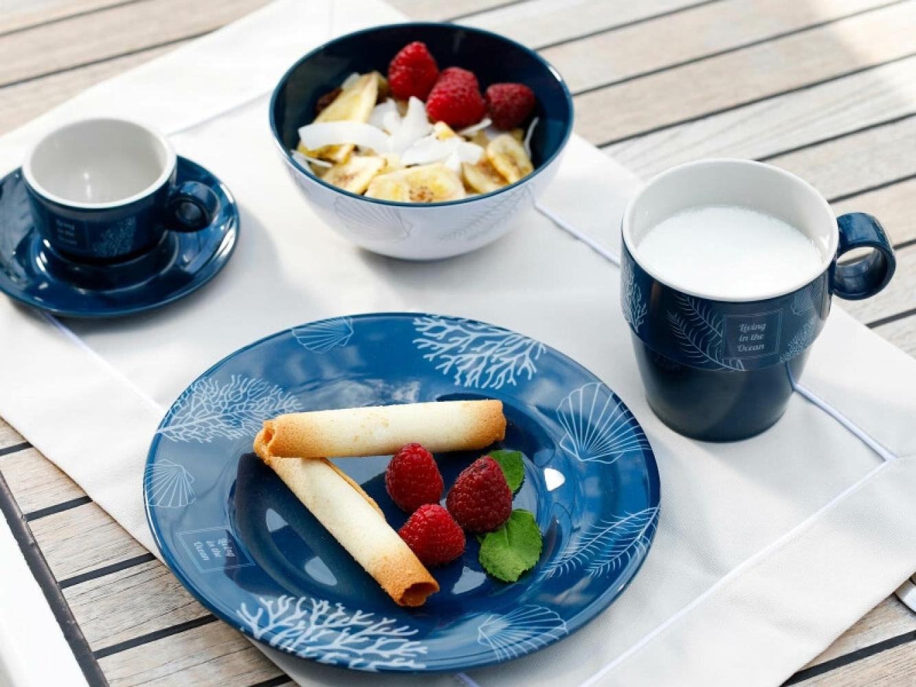 Dessertteller, Melamin, 20cm, navy weiss - Serie Living 6er Set Bild 1