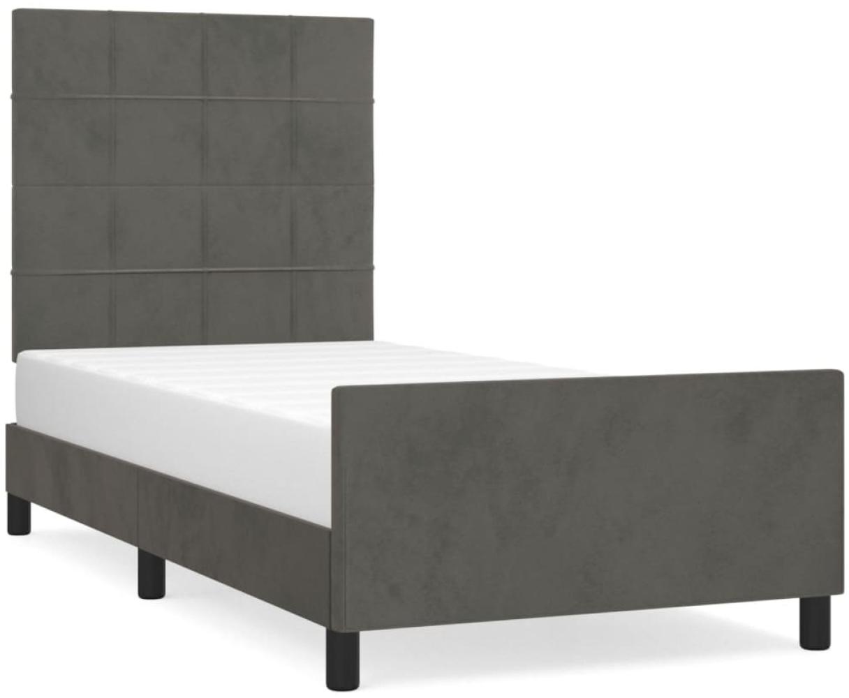 vidaXL Bettgestell mit Kopfteil Dunkelgrau 100x200 cm Samt [3125740] Bild 1