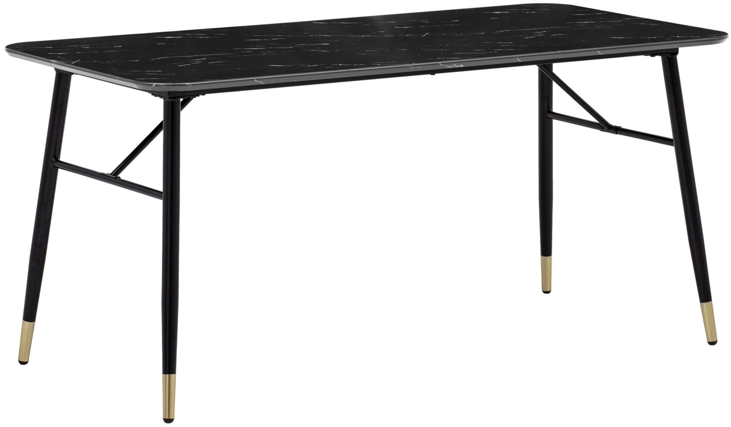 Esszimmertisch 140 x 80 x 76 cm Esstisch Schwarz in Marmor-Optik Modern, Küchentisch Klein, Speisetisch Rechteckig, Tisch Esszimmer mit Metallbeinen Bild 1