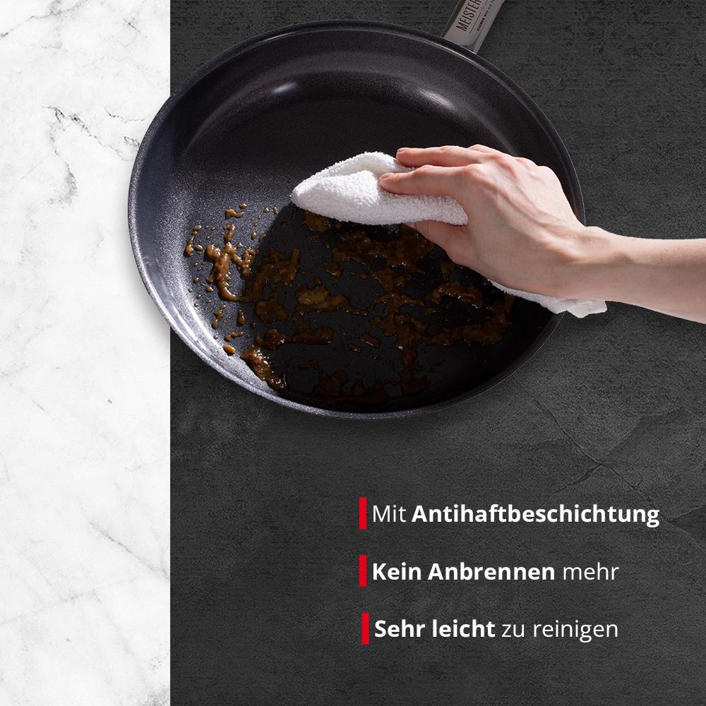 MEISTERKOCH Bratpfanne aus Edelstahl 20 cm Ø | Pfanne mit breitem Schüttrand und Keramik Antihaftbeschichtung, induktionsgeeignet, backofenfest bis 240°C Bild 1