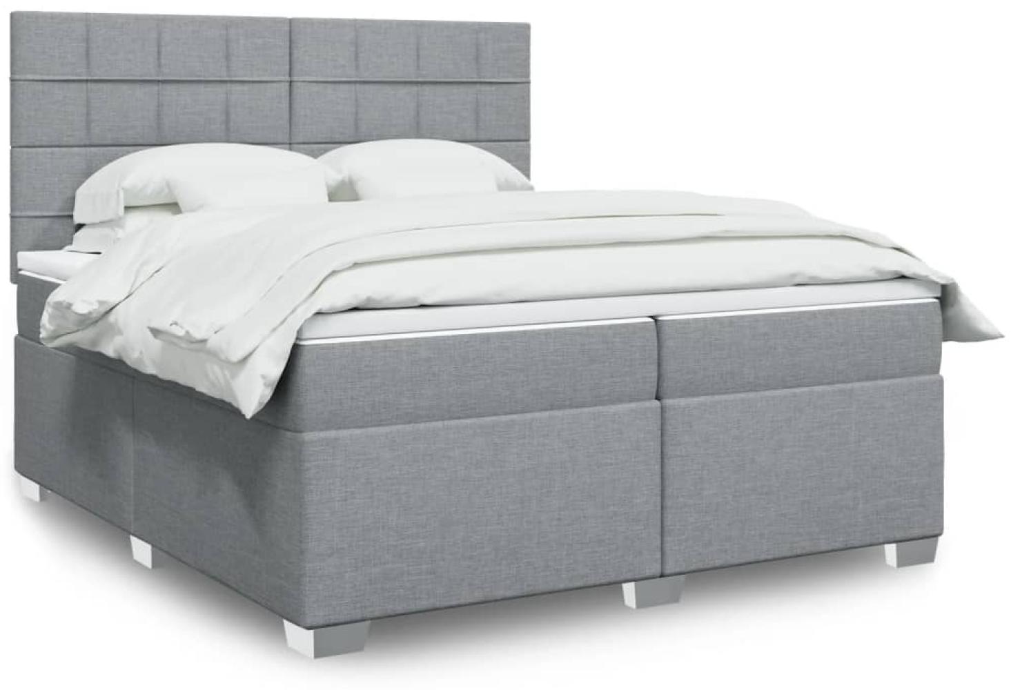 vidaXL Boxspringbett mit Matratze Hellgrau 200x200 cm Stoff 3292895 Bild 1