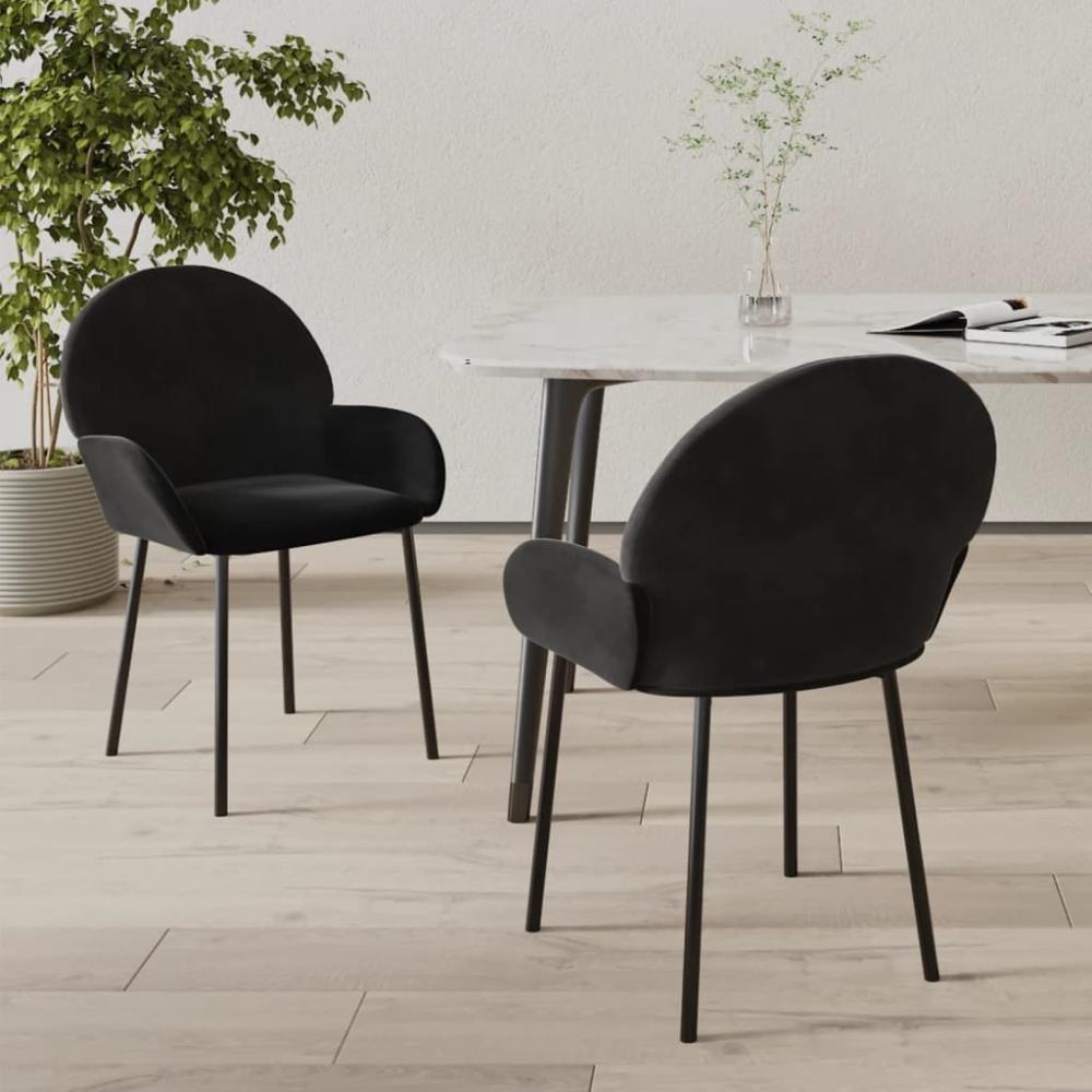 Esszimmerstühle 2 Stk. Schwarz Samt [344769] Bild 1