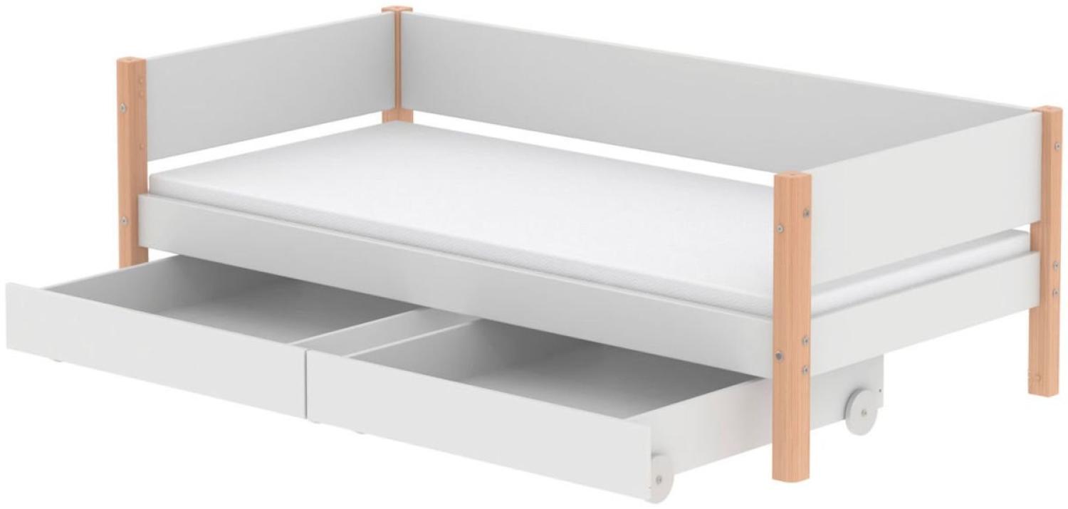 Flexa 'White' Einzelbett weiß/natur, 90x190 cm, inkl. 2 Schubladen Bild 1