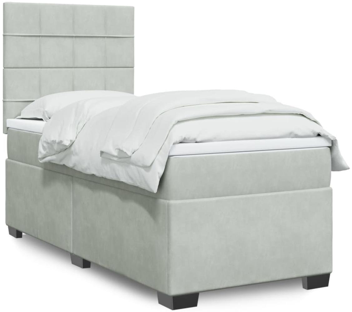 vidaXL Boxspringbett mit Matratze Hellgrau 100x200 cm Samt 3290834 Bild 1