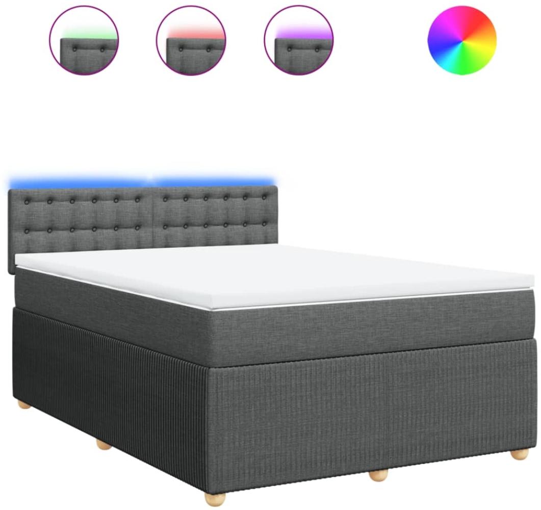 vidaXL Boxspringbett mit Matratze Dunkelgrau 140x190 cm Stoff 3289766 Bild 1