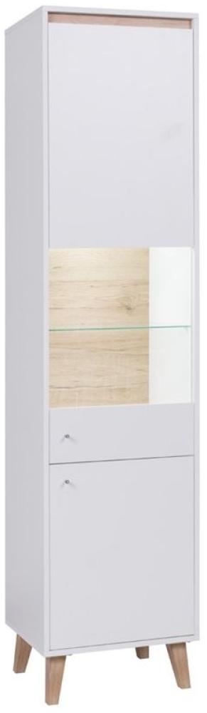 Vitrine Hochschrank KALMAR in Weiß matt inkl. LED Beleuchtung Bild 1