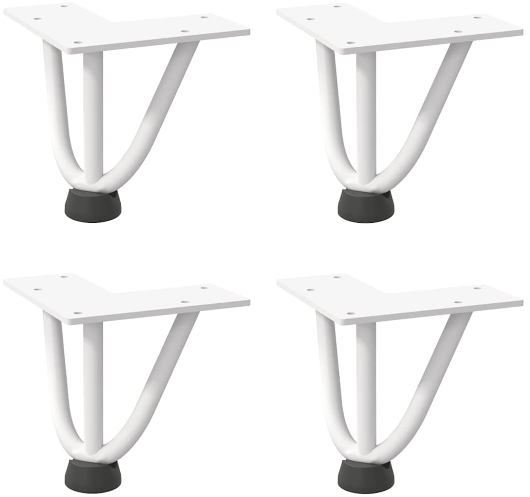 vidaXL Haarnadelbeine für Couchtisch 4 Stk. Weiß 10 cm Massivstahl 4012429 Bild 1
