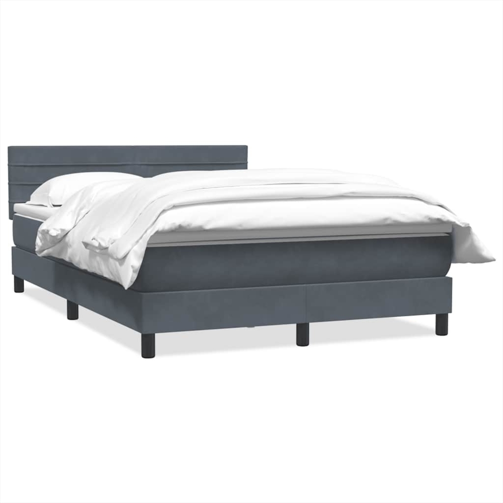 vidaXL Boxspringbett mit Matratze Dunkelgrau 140x210 cm Samt 3316306 Bild 1
