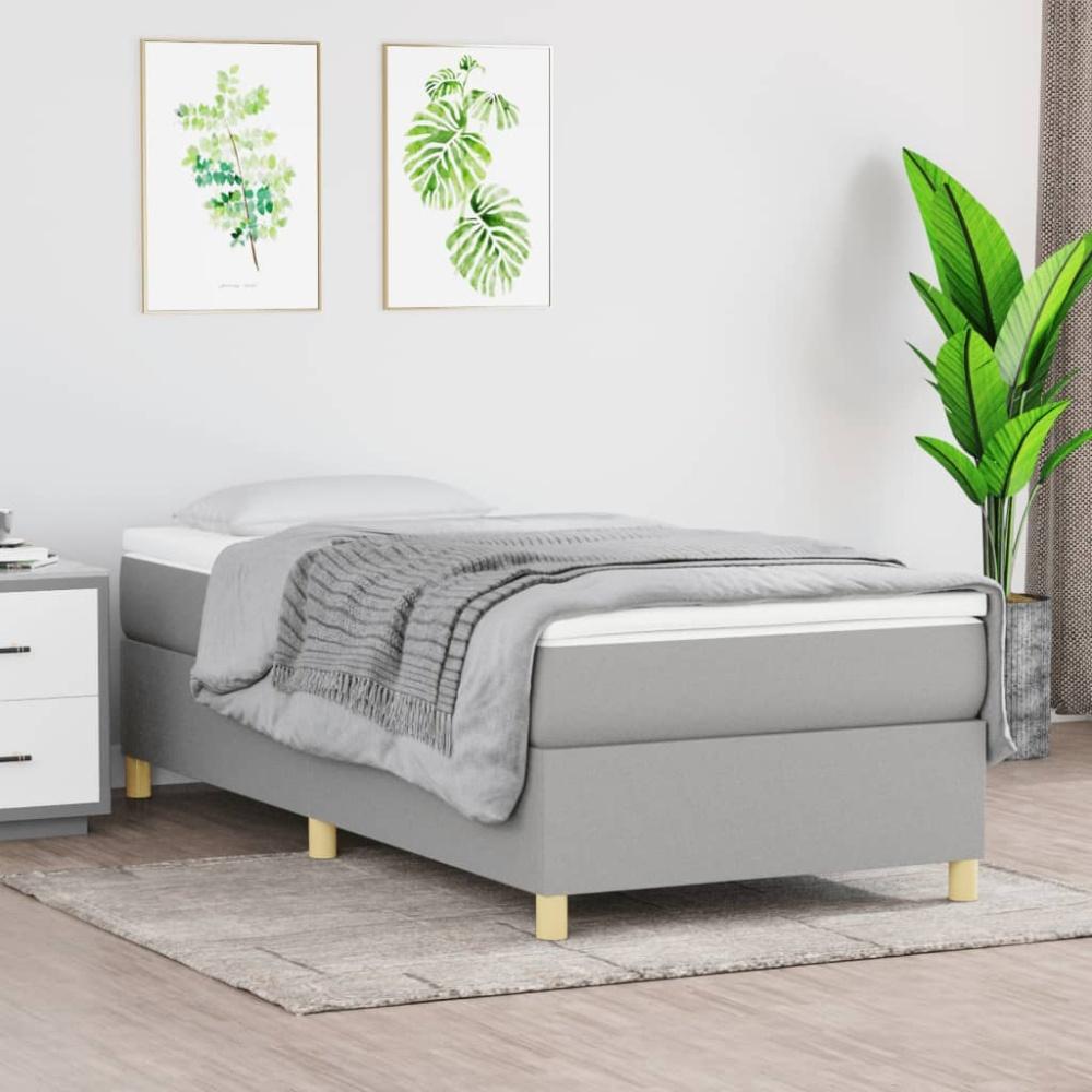 vidaXL Boxspringbett mit Matratze Hellgrau 100x200 cm Stoff 3144498 Bild 1