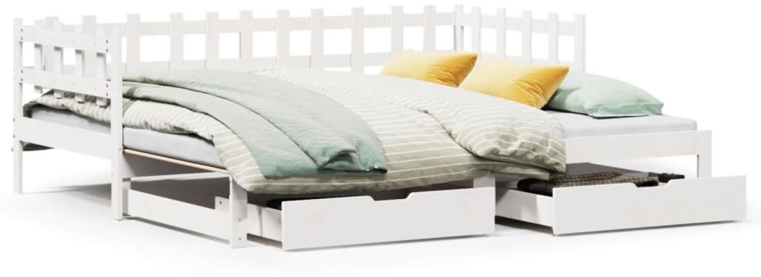 vidaXL Tagesbett Ausziehbar mit Schubladen ohne Matratze Weiß 90x200cm 3302252 Bild 1
