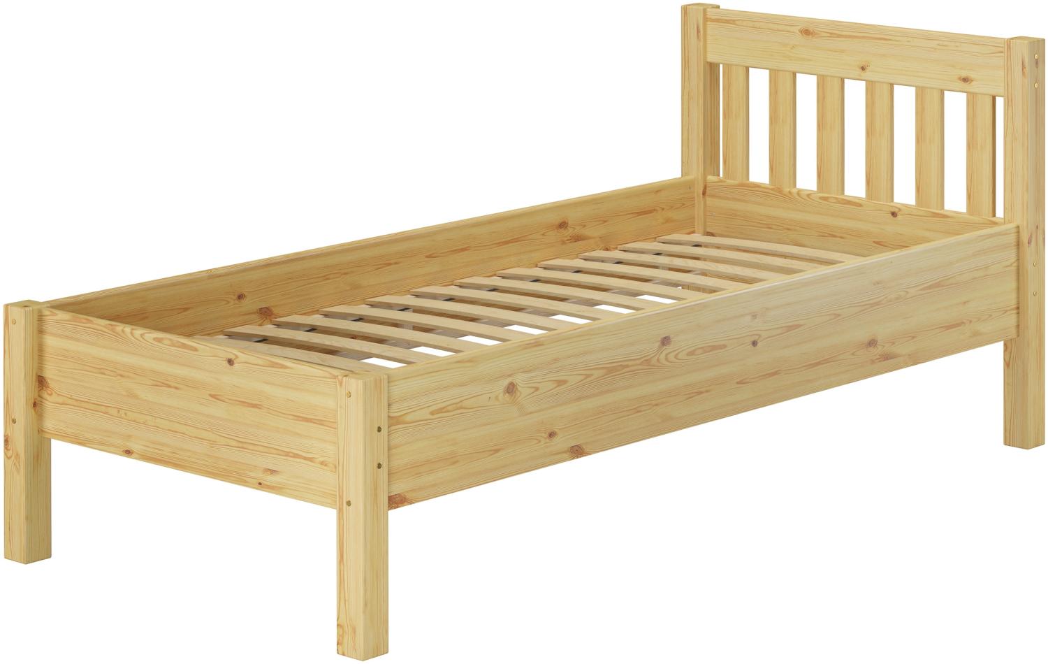 Hohes Holzbett 100x200 Bettrahmen mit Rollrost Seniorenbett Einzelbett V-60.55-10 Federleisten Bild 1