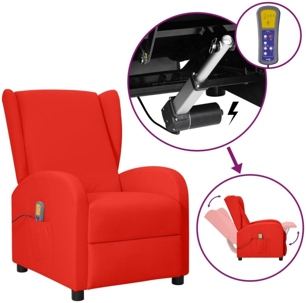 vidaXL Ohrensessel mit Massage- & Liegefunktion Rot Kunstleder [3098255] Bild 1