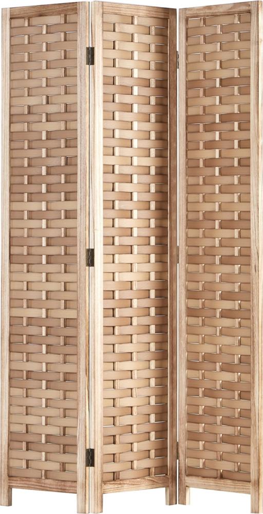 Homestyle4u Paravent. Raumteiler, 3-teilig, aus Holz, Trennwand, Rattan, Sichtschutz, Natur, 170 x 2 x 120 cm Bild 1