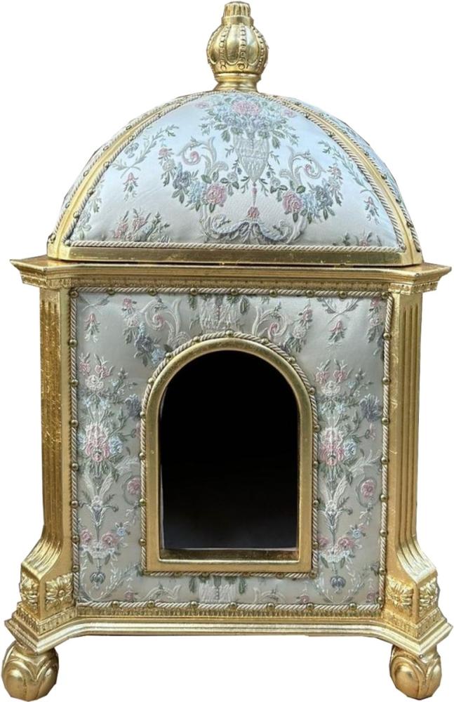 Pompöös by Casa Padrino Barock Katzenhaus Dschungel - designed by Harald Glööckler, 58 x 58 x 105 cm in Bunt/ Schwarz, Silber / Gold Bild 1