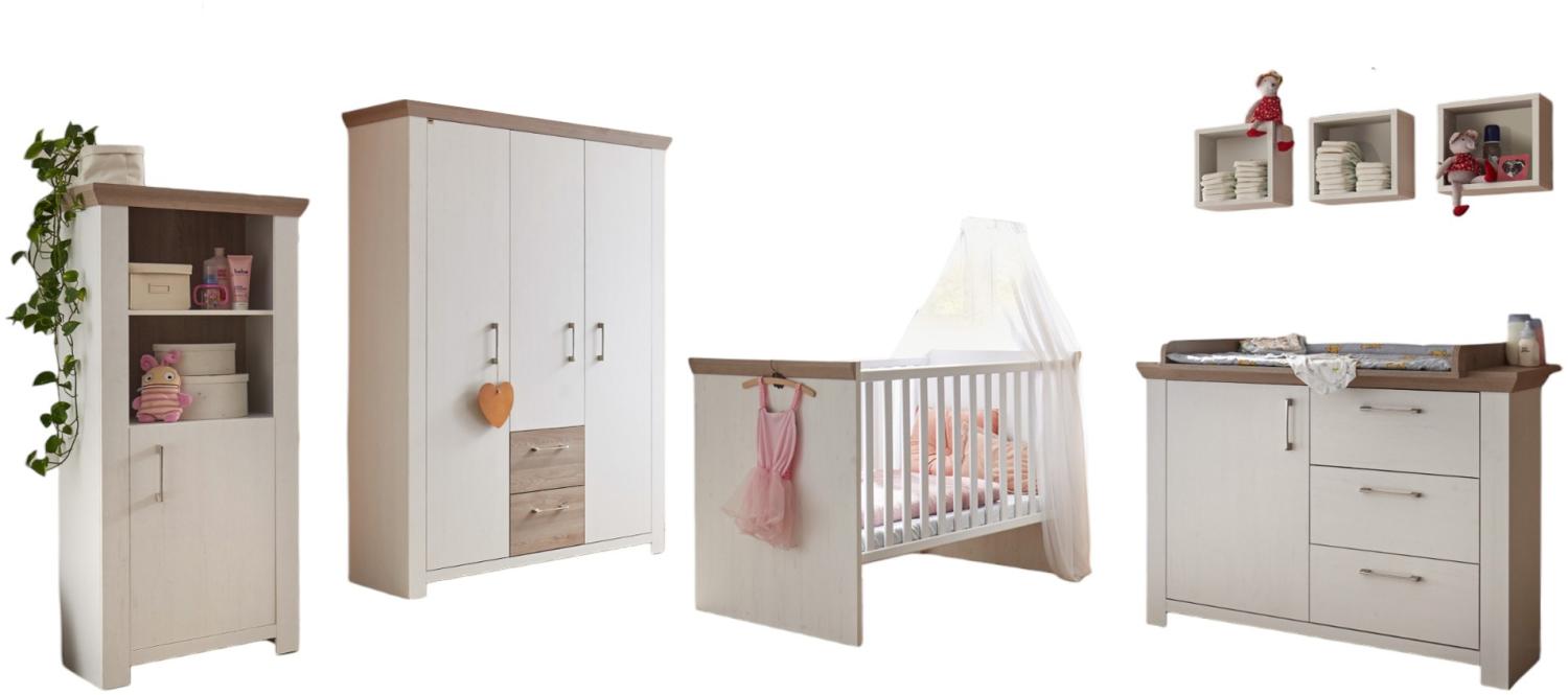 Babyzimmer komplett Ebony 5-tlg. Babyzimmereinrichtung Anderson Pinie/Eiche Nelson 90064 Bild 1