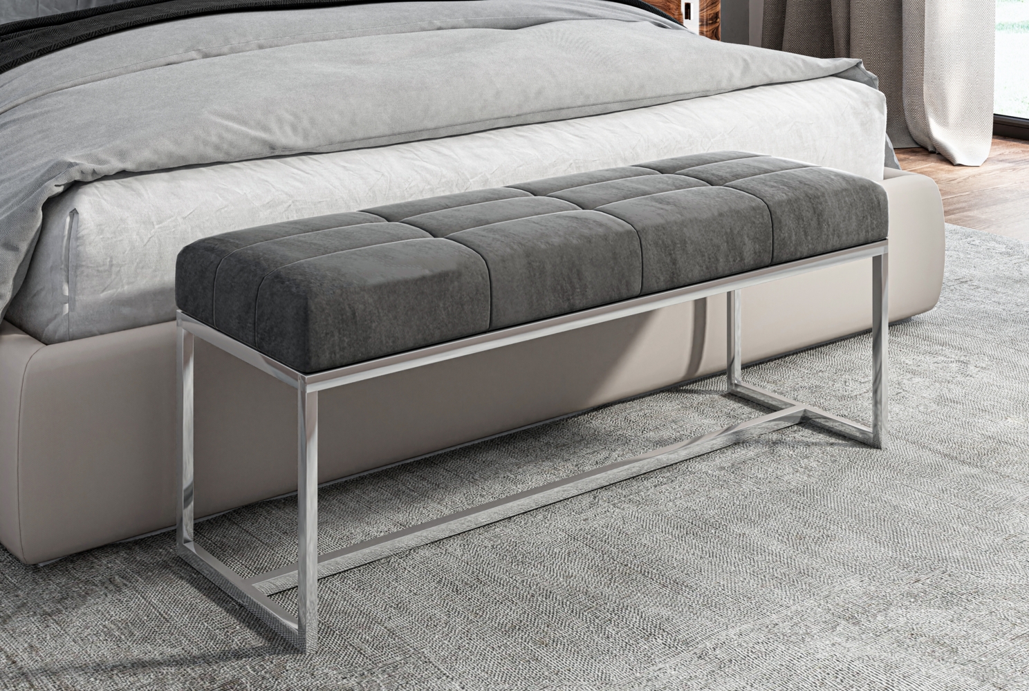 AX LIVING Sitzbank gepolstert Acciarolli 1 80 cm – Grafit Bild 1