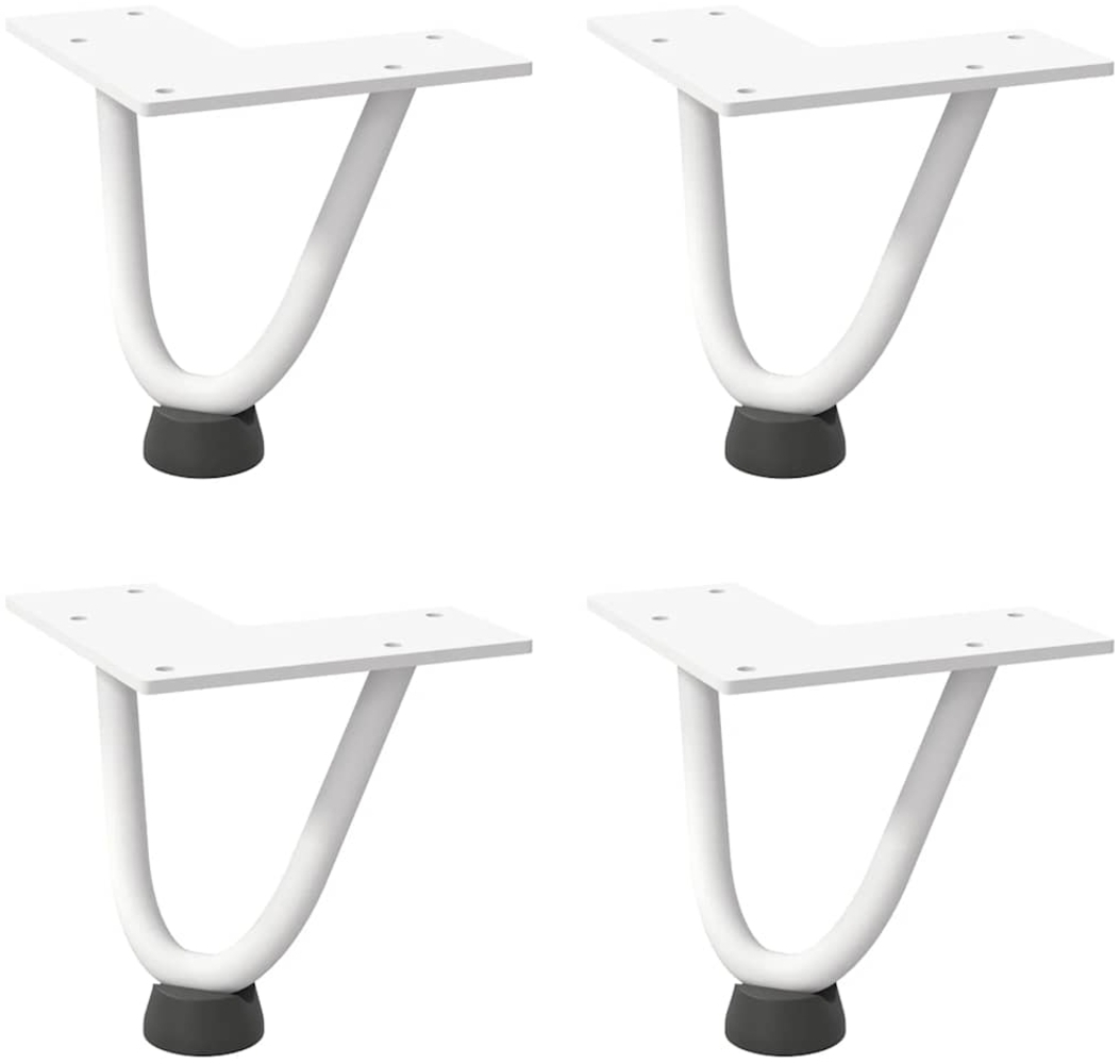 vidaXL Haarnadelbeine für Couchtisch 4 Stk. Weiß 10 cm Massivstahl 4012409 Bild 1