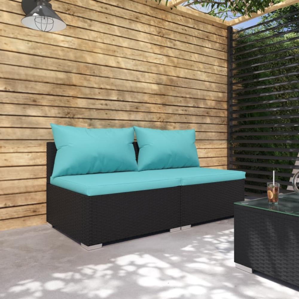 vidaXL 2-tlg. Garten-Lounge-Set mit Kissen Poly Rattan Schwarz 3101393 Bild 1