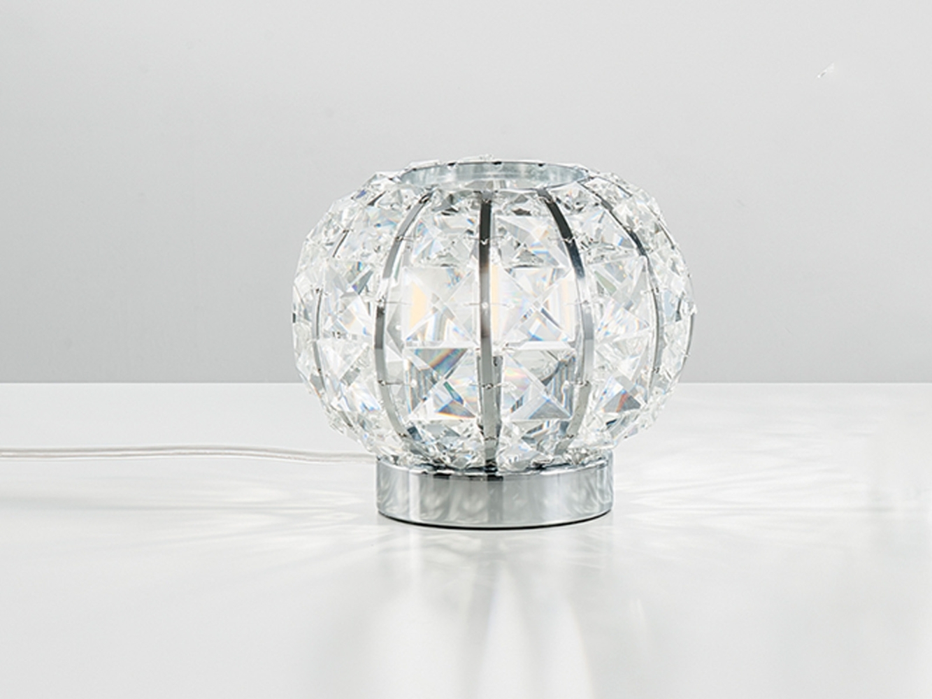 Kugel Tischleuchte CONCERT Chrom mit Glas Kristallen, Ø 16cm Bild 1