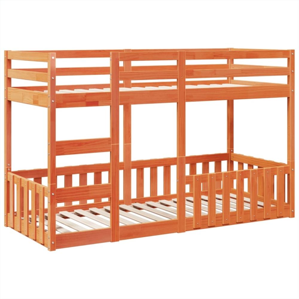 vidaXL Etagenbett Wachsbraun 75x190 cm Massivholz Kiefer 3308597 Bild 1