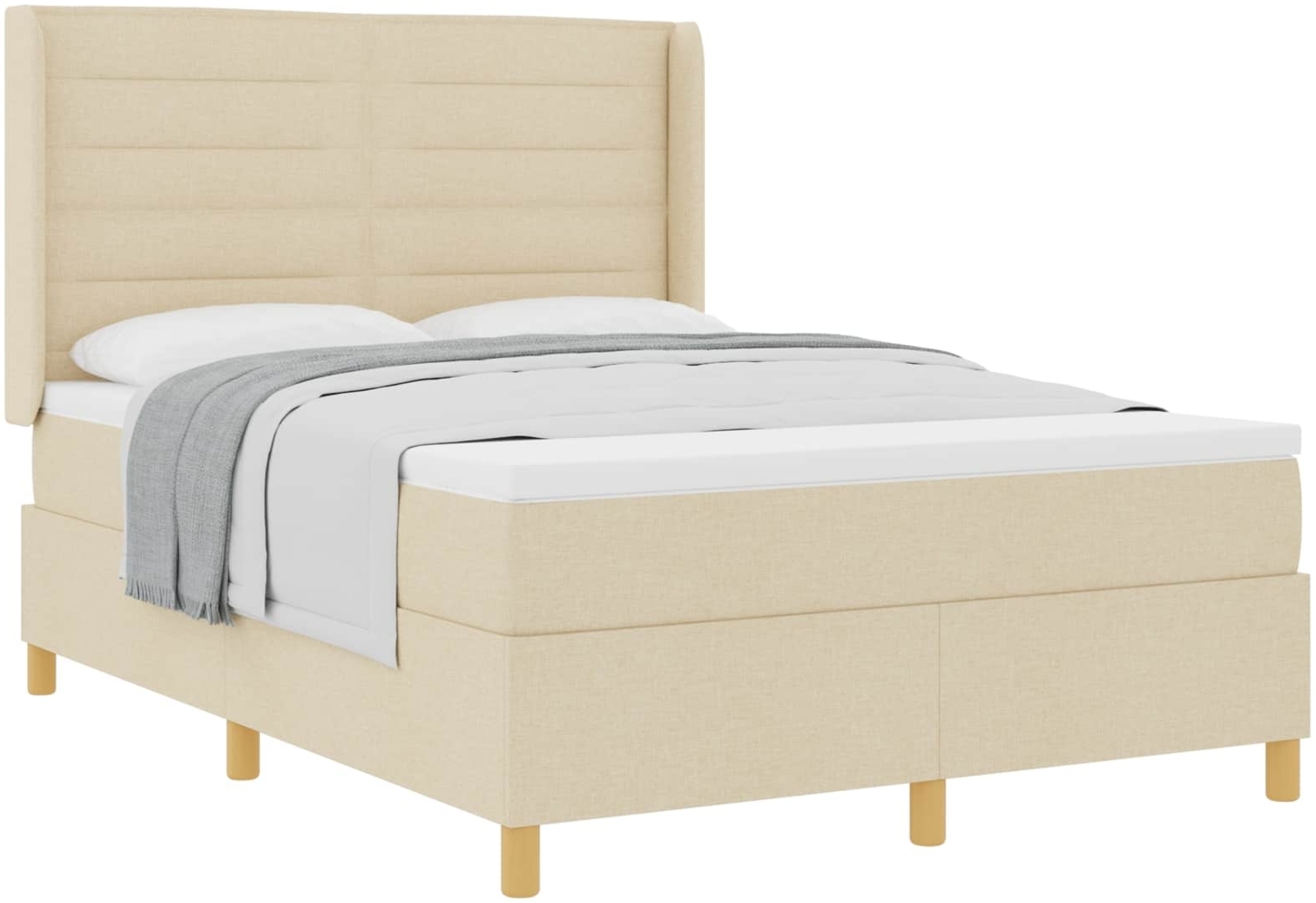 vidaXL Boxspringbett mit Matratze Creme 160x200 cm Stoff 3341782 Bild 1