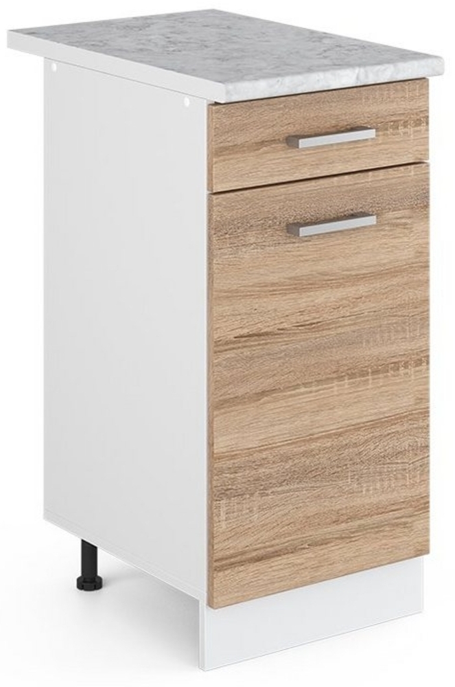 Vicco Küchenschrank R-Line Hängeschrank Unterschrank Küchenzeile Küchenunterschrank Arbeitsplatte, Möbel verfügbar in anthrazit und weiß (Sonoma mit Arbeitsplatte, Schubunterschrank 40 cm) Bild 1