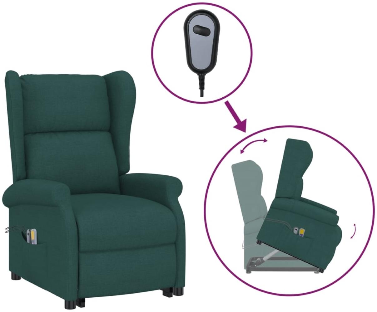 vidaXL Massagesessel mit Aufstehhilfe Dunkelgrün Stoff 289746 Bild 1