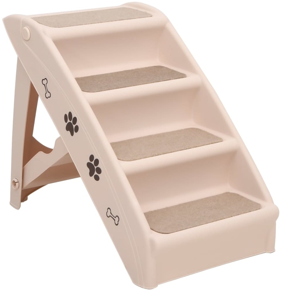 vidaXL Hundetreppe Klappbar Creme 62 x 40 x 49,5 cm Bild 1