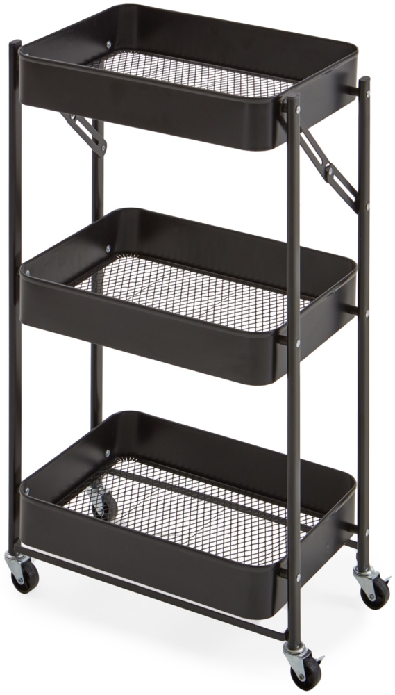 Homes & Jones Küchentrolley Bastian 31x44x78 cm aus schwarzem Metall - Rollwagen mit 3 Ablagen - Moderner Servierwagen für Küche, Essbereich & Haushalt - mobil, platzsparend Bild 1