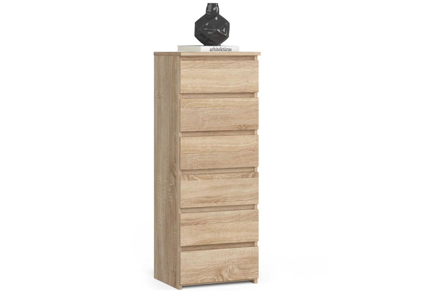 Home Collective Kommode 40 cm breit Holz Highboard Sideboard für Flur Schlafzimmer Wohnzimmer (Mehrzweckschrank Schrank schmal Kommode Schlafzimmer mit Schubladen), mit sechs Schubladen 10 cm hoch viel Stauraum, sonoma Bild 1