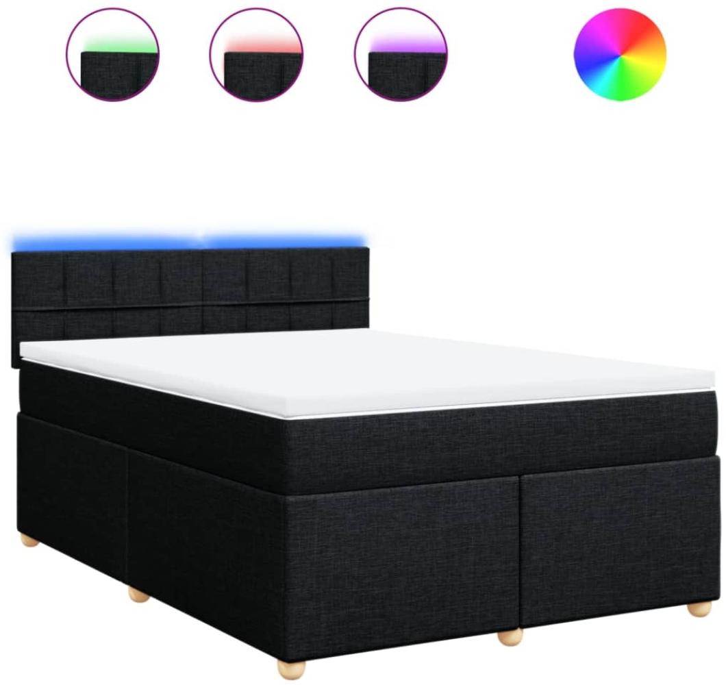 vidaXL Boxspringbett mit Matratze Schwarz 140x190 cm Stoff 3288977 Bild 1