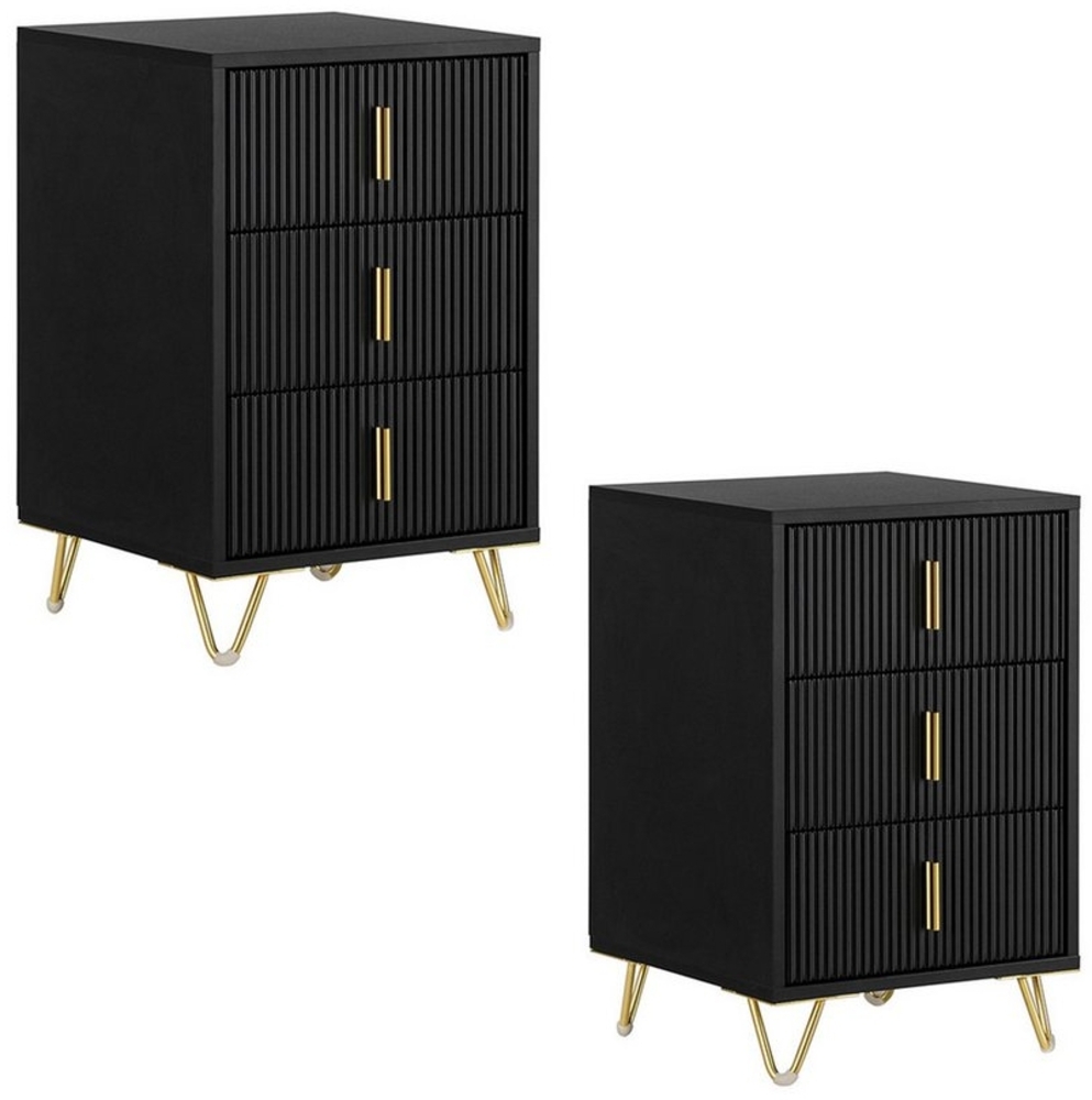 SoBuy Beistelltisch DE-FBT115x2, 2er Set, Nachtschrank mit 2/3 Schubladen, Beistelltisch, Nachtkommode Bild 1