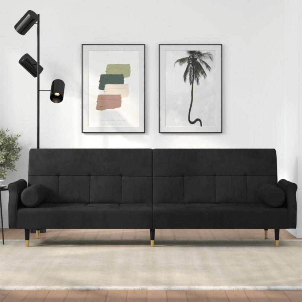 Schlafsofa mit Kissen Schwarz Samt (Farbe: Schwarz) Bild 1