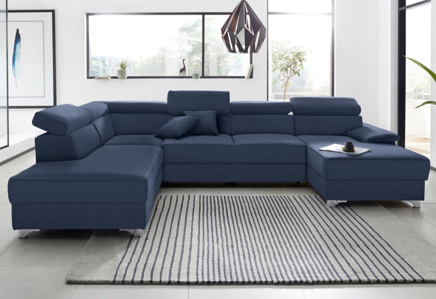 DOMO collection Wohnlandschaft Mira, inklusive Kopfteilverstellung für mehr Wohlfühlkomfort, U-Form, wahlweise mit Bettfunktion und Bettkasten, elegant und modern Bild 1