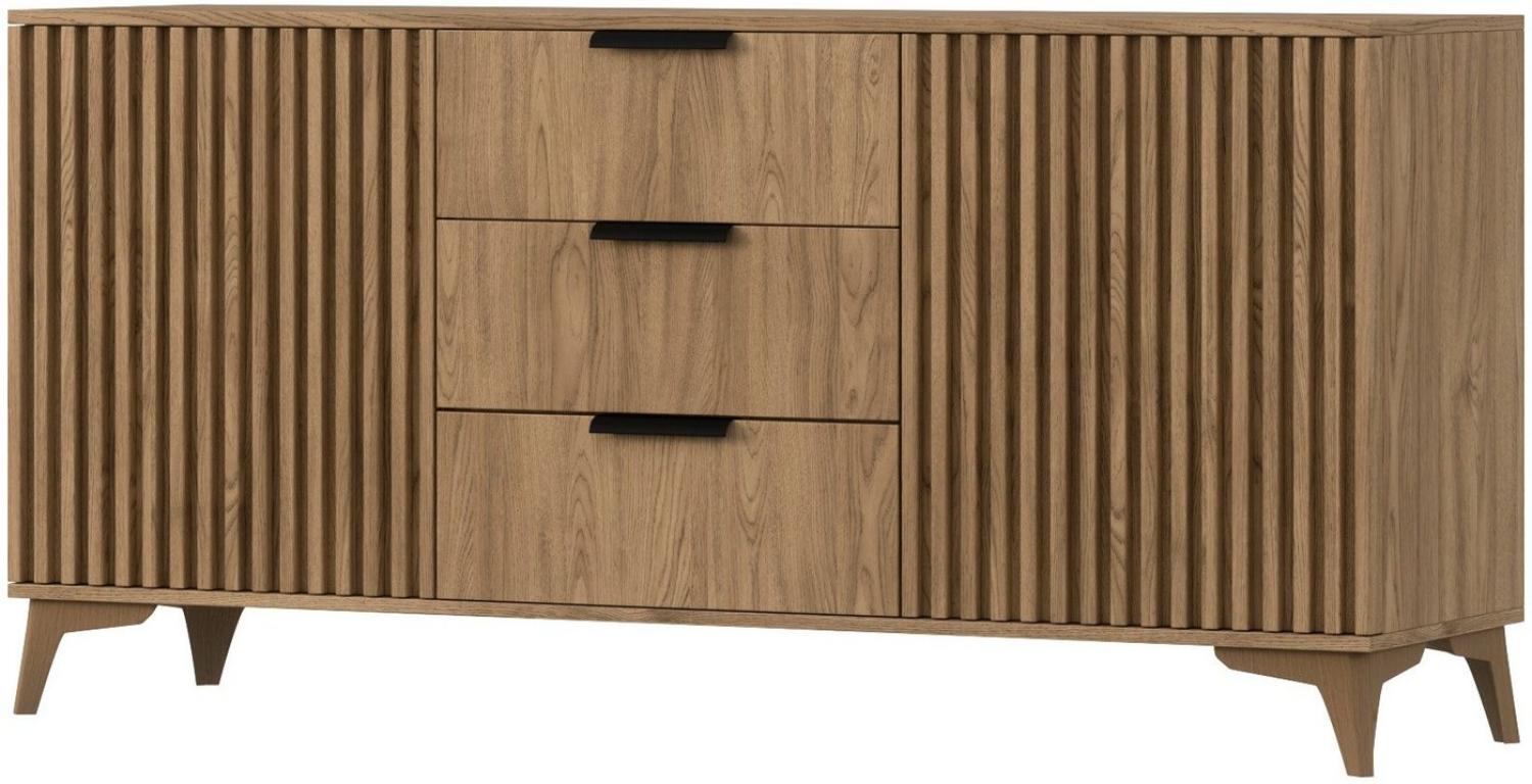 MOEBLO Kommode Entia (Sideboard Wohnzimmer Kommode Schlafzimmer Komodenschrank Highboard, Eiche Artisan mit Schubladen mit Lamellen), (HxTxB):72x40x150 cm Bild 1